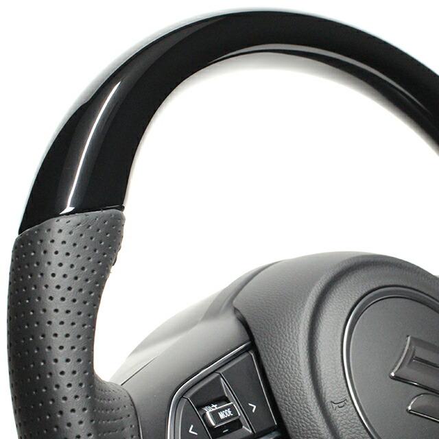 REAL（レアル） ステアリング ピアノブラック (ブラックステッチ