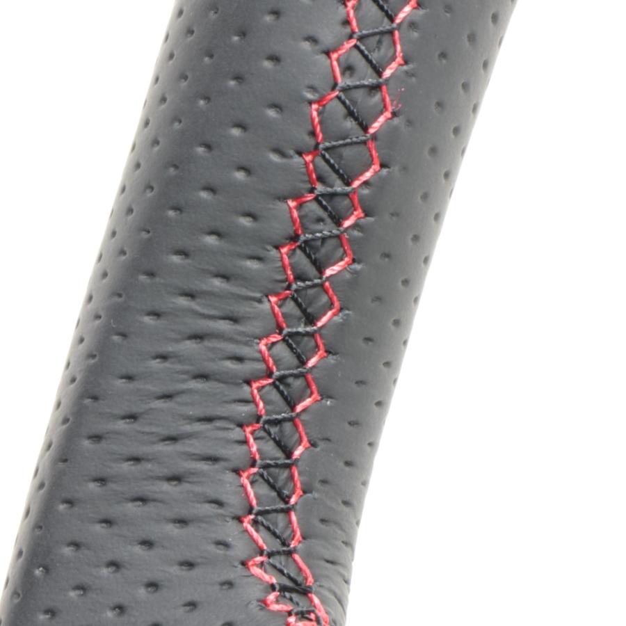 REAL（車） REAL レアル ステアリング オールレザー(レッド×ブラック 