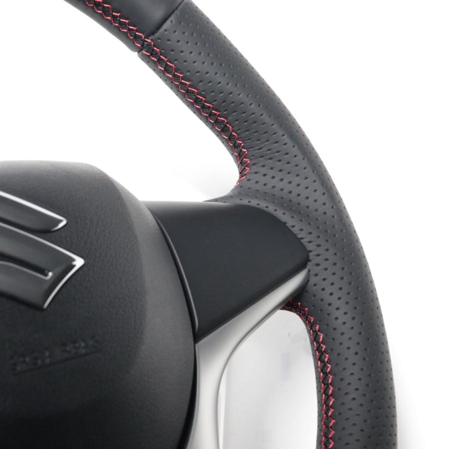 REAL（車） REAL レアル ステアリング オールレザー(レッド×ブラック 