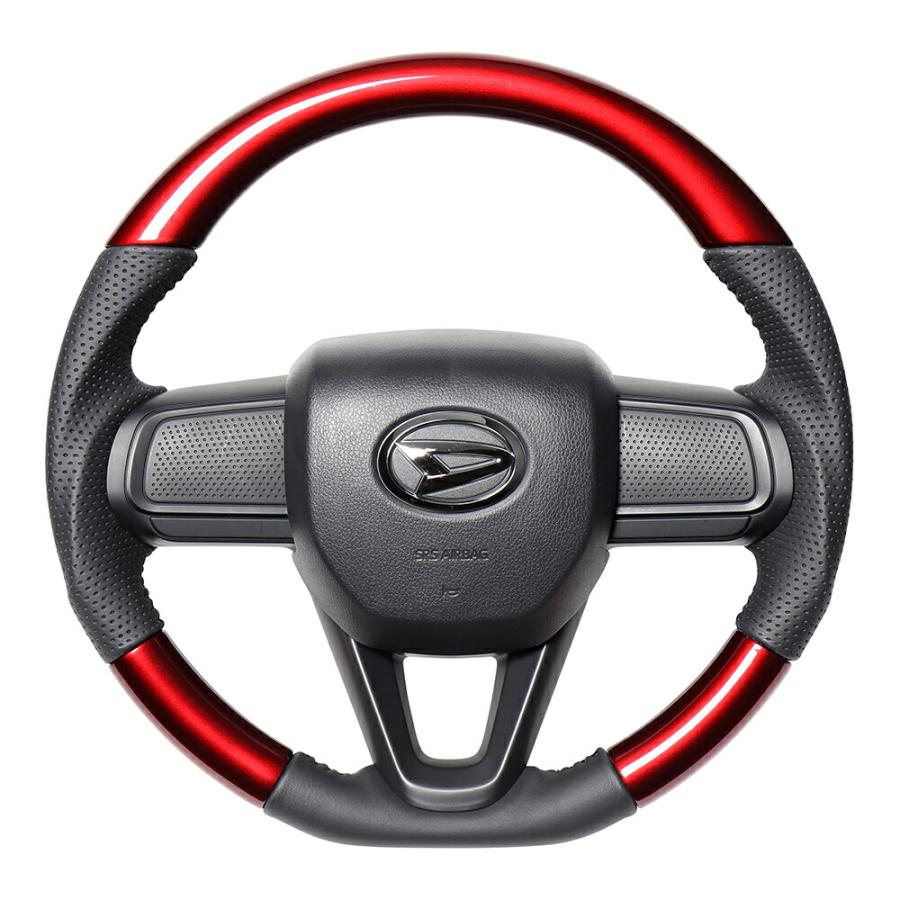 REAL（車） REAL レアル ステアリング パールレッド(ブラックステッチ 