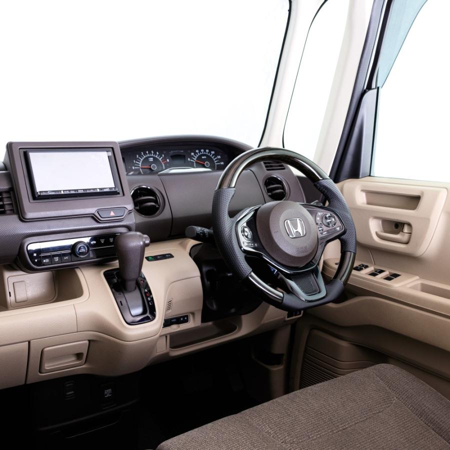 REAL（レアル） ステアリング ブラックウッド(ブラックステッチ) N-BOX