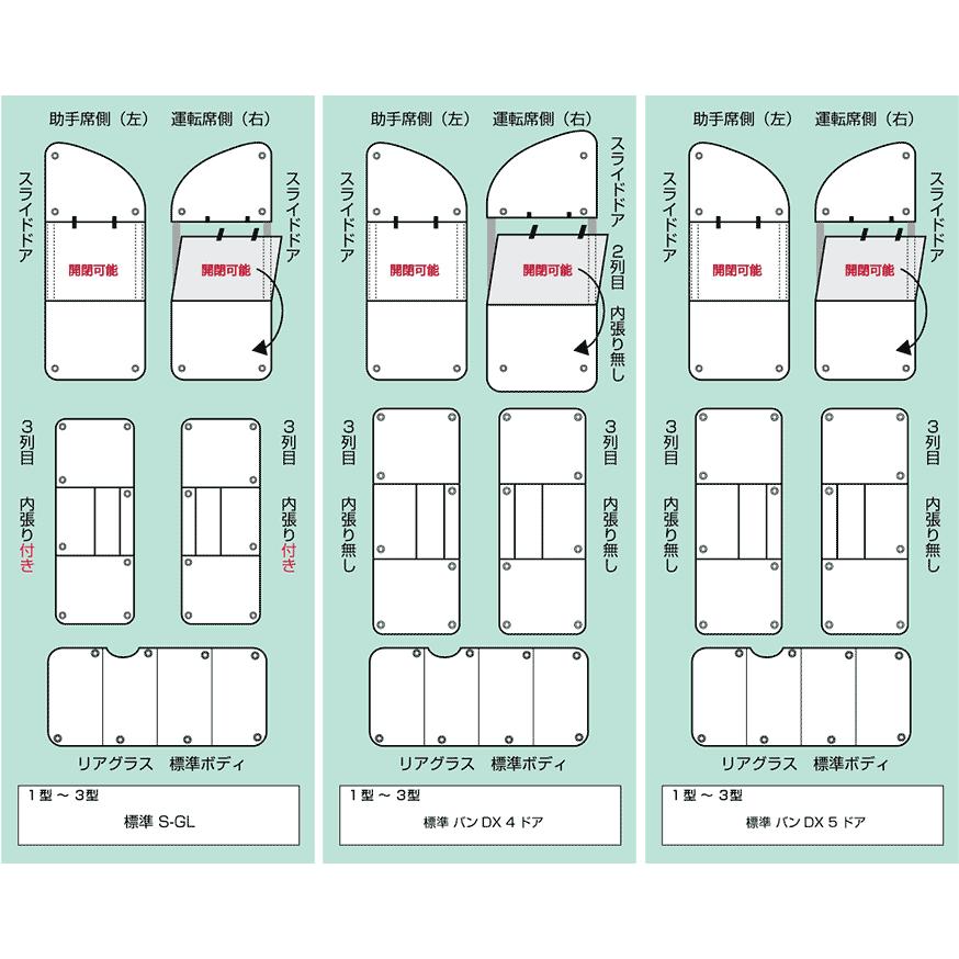 ハイエース　遮光パッド（スライドドア部分） ハイエース 遮光パッド 標準ボディ(DX,S-GL)用・リア5面セット 車中泊