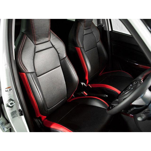 Moment スポルティボシートカバー ブラック×レッド 1台分 スイフト