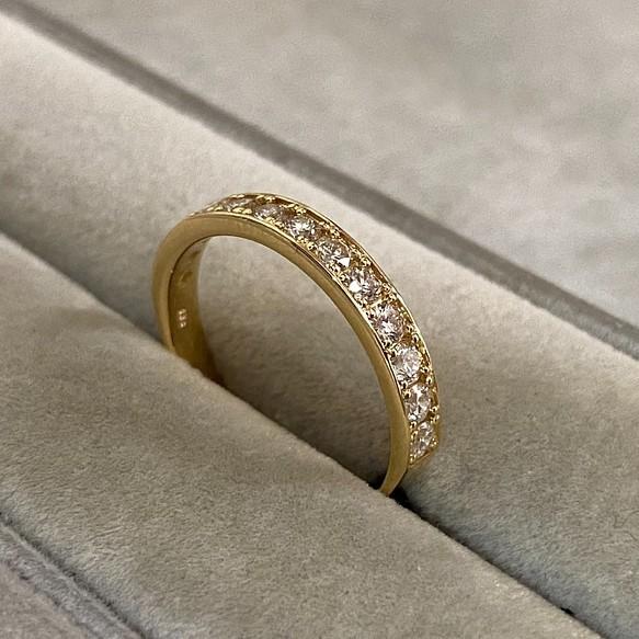 K18 ダイヤ リング 0.5ct ハーフエタニティ K18YG（18金イエローゴールド ）/pt900（プラチナ900）の画像