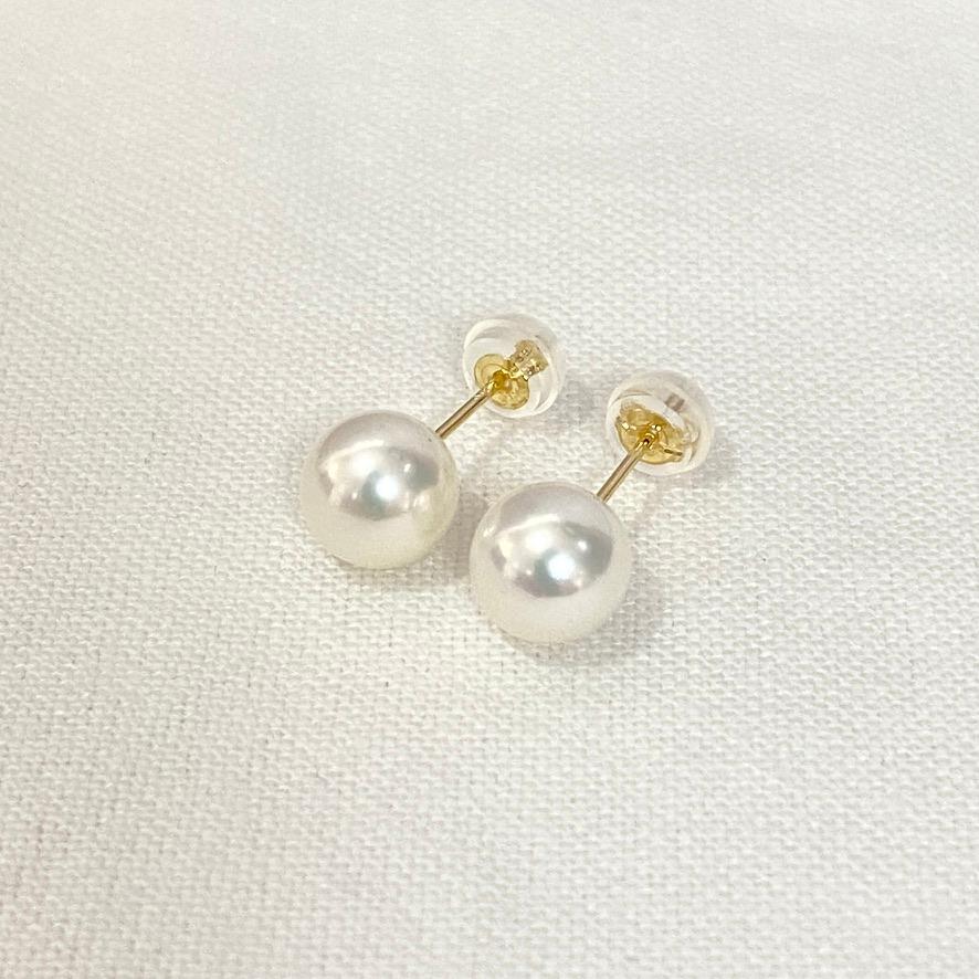 壱岐真珠 一粒パールピアス 7.0-7.5/7.5-8.0/8.0-8.5/8.5-9.0mm pt900（プラチナ900） /K18YG（18金イエローゴールド ） スタッドピアスの画像