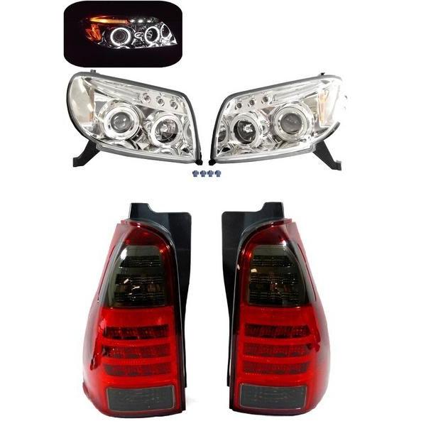 サーフ 21系 KDN215W GRN215W  LED 黒 赤 雲煙 赤いこと 二人組 テールランプ \u0026 前照灯 決定づける 仕掛ける 前後 いか輪っか 貨物輸送無料 車、バイク、自転車-ハロゲン