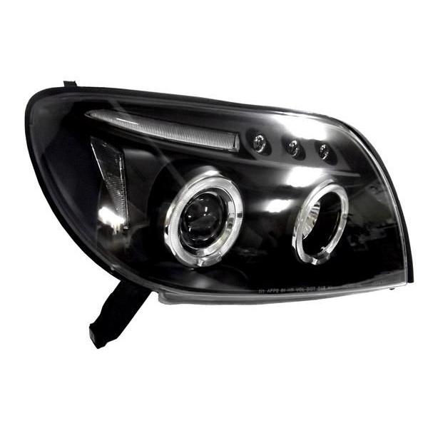 送込 ハイラックス サーフ 210 215 前期 6連 LED プロジェクター イカリング ブラック ヘッドライト クリアref 黒 ランプ ライト ランプ|auto-parts-jp|03