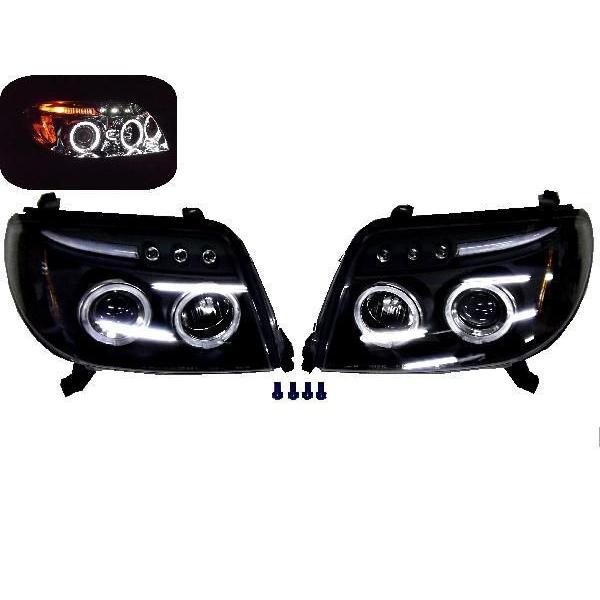 お客　ハイラックスサーフ215ヘッドライト ハイラックス サーフ 215 6連 LED プロジェクター イカリング ブラック