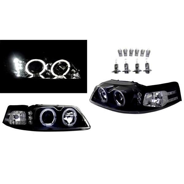 フォード マスタング 99y- ブラック LEDプロジェクター ヘッドランプ ヘッドライト アンバーリフレクター 送料無料