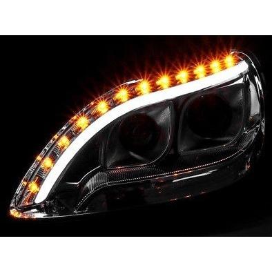 特注 日本光軸 メルセデス ベンツ Sクラス W220 98-05y ブラック ファイバーLED プロジェクターフロント ヘッドライト 前期 送料無料_1