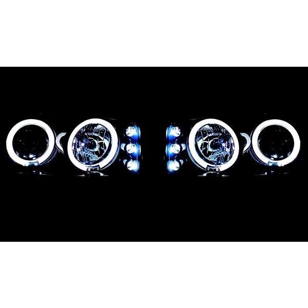 特注日本光軸 GMC ユーコン デナリ シエラ LED イカリング プロジェクター ヘッドライト クローム 左右 セット ヘッドランプ 送料無料_1