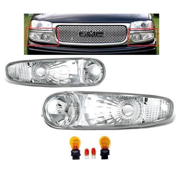 送料無料 GMC ユーコン デナリ 01-06y フロントクリスタルウィンカーランプ インナークローム 左右SET デナリXL/1500/2500 オレンジバルブ
