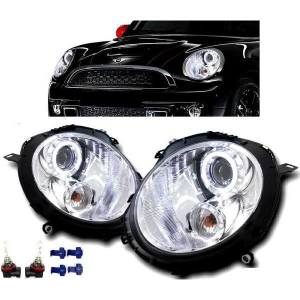 送料込 BMW ミニ MINI R55 R56 R57 07y-10y LED イカリング プロジェクター ヘッドライト インナークローム 左右 バルブセット