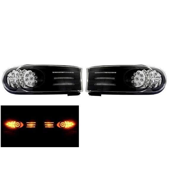 トヨタ FJクルーザー 07y- ブラック フロント パークシグナル ライト 左右セット LED ウインカー コーナーランプ 送料無料