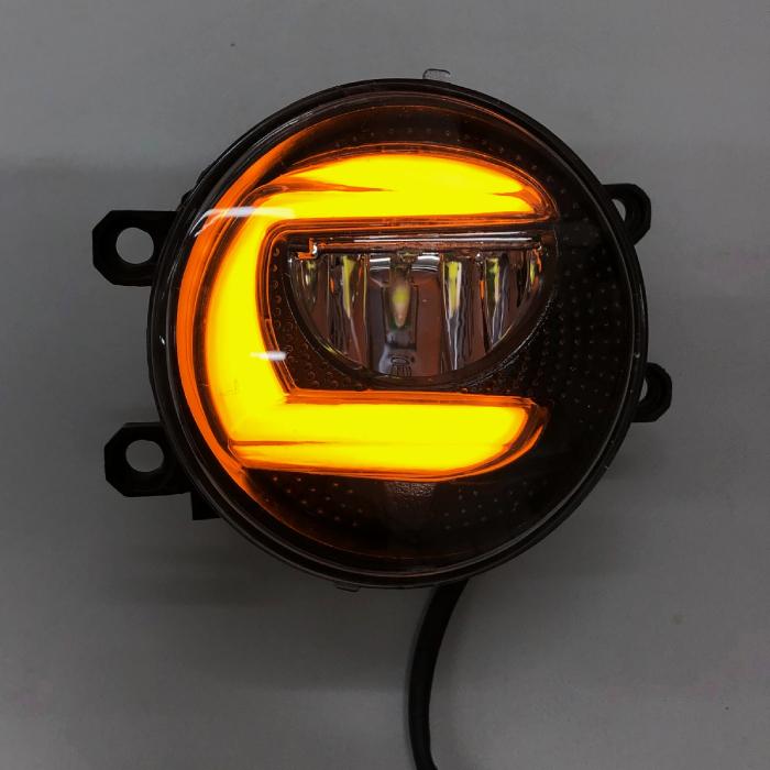 汎用 丸型 丸灯 フロント ファイバーLED フォグランプ 左右 デイライト