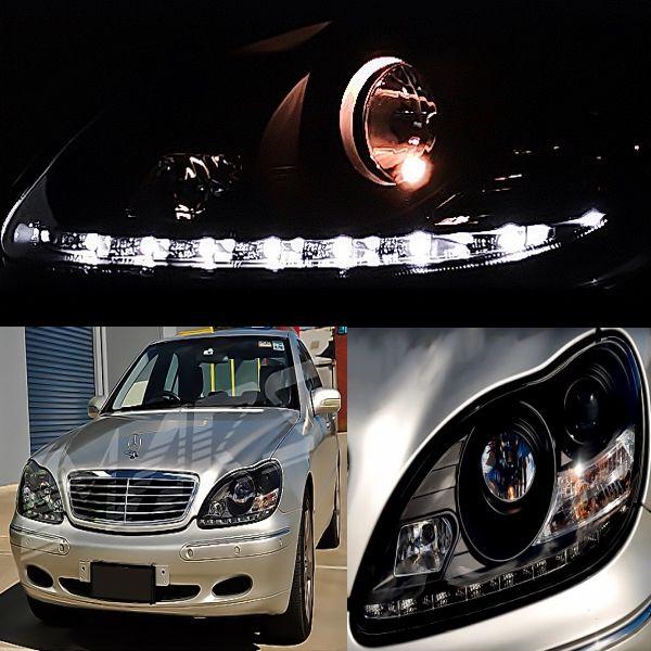 メルセデス ベンツ Sクラス W220 S600 前期用 W221後期LOOK 黒 LED 