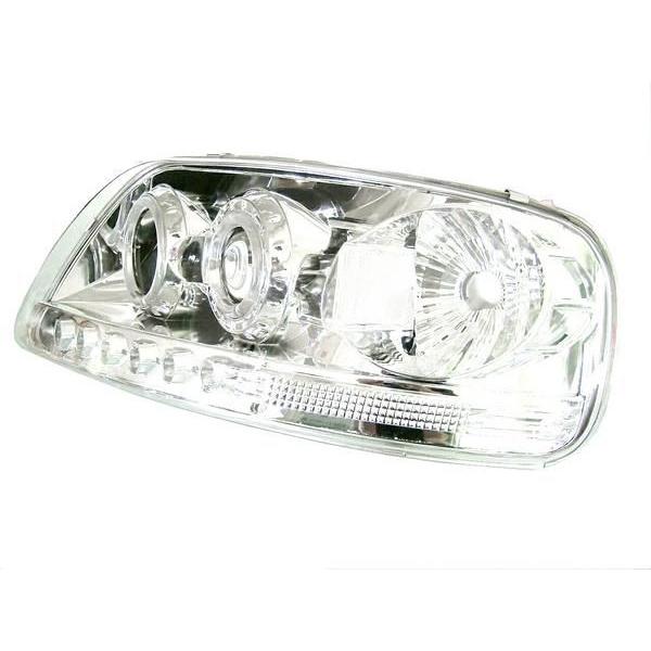 フォード エクスペディション F-150 F150 クロームメッキ LED イカリング プロジェクター ヘッドライト 左右 ヘッドランプ 送料無料の画像