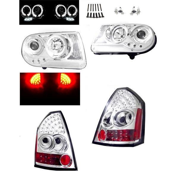 クライスラー 300C プロジェクター イカリング 6連 ヘッドライト インナークローム リア LED クリア テールランプ