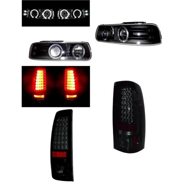 シボレー シルバラードP/U 99-02 LEDテールヘッドライトSET セット 黒 送料無料 アメ車 ピックアップ お買い得セット 社外品