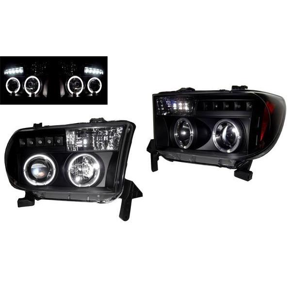 タンドラ イカリング プロジェクター ヘッドライト 左右セット 2007 トヨタ タンドラ 07y-11y プロジェクター LED イカリング ヘッドライト
