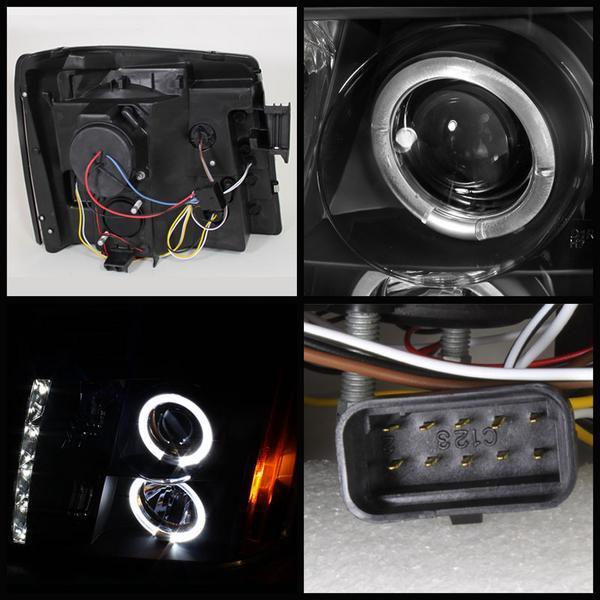 キャデラック エスカレード インナーブラック プロジェクター LED イカリング ヘッドライト 日本光軸仕様 黒 純正 ハロゲン車用_2