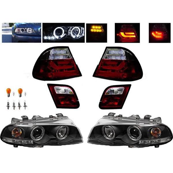 BMW ビーエムダブリュー E46 クーペ 前期 中期 LED インナーブラック イカリング ヘッドライト \u0026 コンビ テールランプ 送料無料