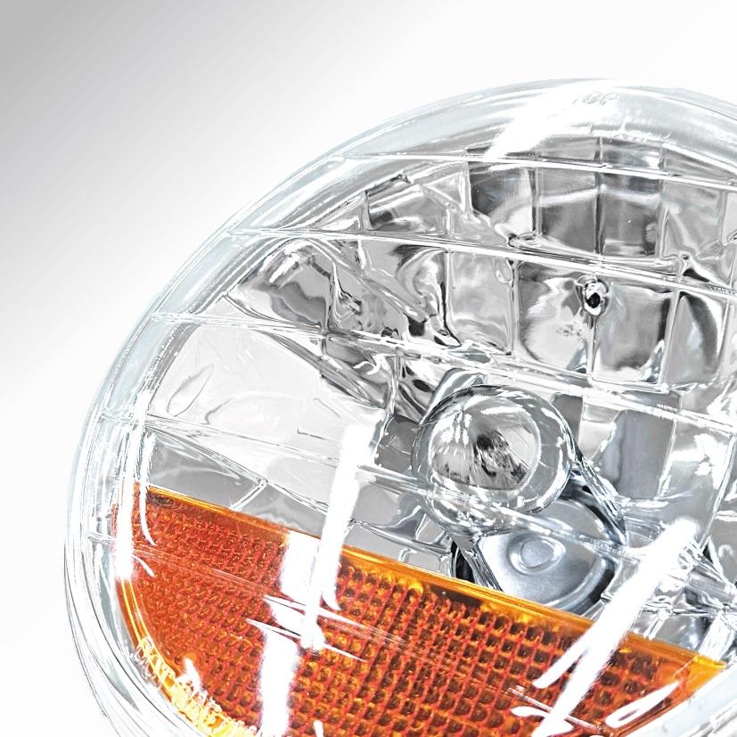 丸型 7インチ ウィンカー 内蔵ガラスレンズ ヘッドライト レトロ