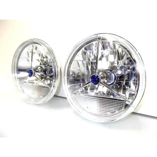 丸型 7インチ 内蔵ウィンカーガラスレンズ ヘッドライト SET セット