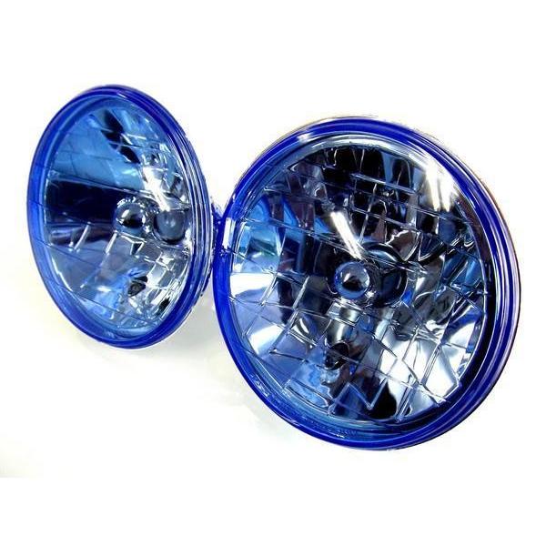 丸型 丸灯 7インチ ブルー ガラスレンズ フロント ヘッドライト 左右