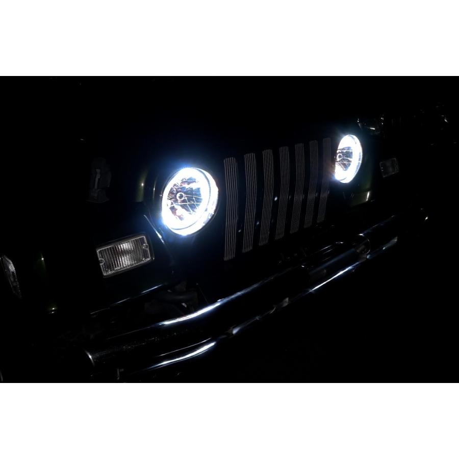 新しいエルメス 汎用 フロント イカリング ホワイト LED SMD 7インチ 丸灯 丸型 パーツ