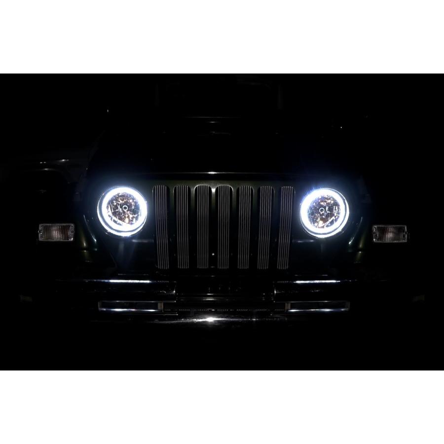 汎用 丸型 丸灯 7インチ SMD LED ホワイトイカリングフロントヘッド