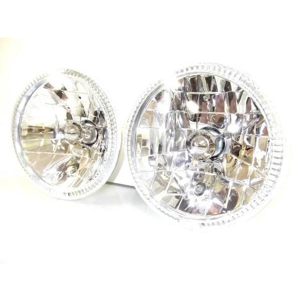 丸型7インチ 緑 イカリング ガラスレンズ ヘッドライト 左右 送料無料