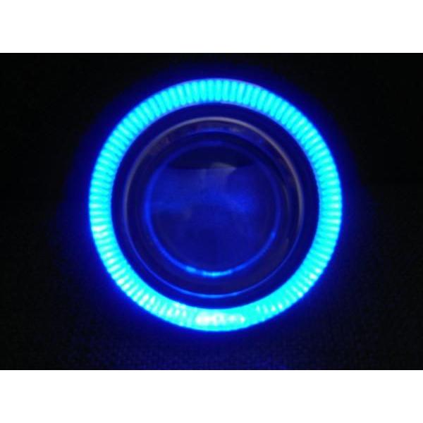 汎用 フォグランプ LED ブルー 青 イカリング プロジェクター ガラス製レンズ 左右 セット 台湾製 送料無料｜auto-parts-jp｜02