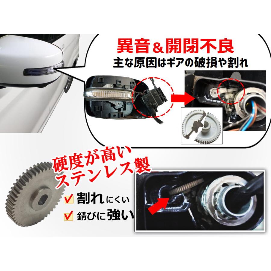 BMW ドアミラー　修理用パーツ（円柱形）ヒンジ ワゴンR 歯車 (スイフト用) 48歯 ステンレス製 ミラーモーター