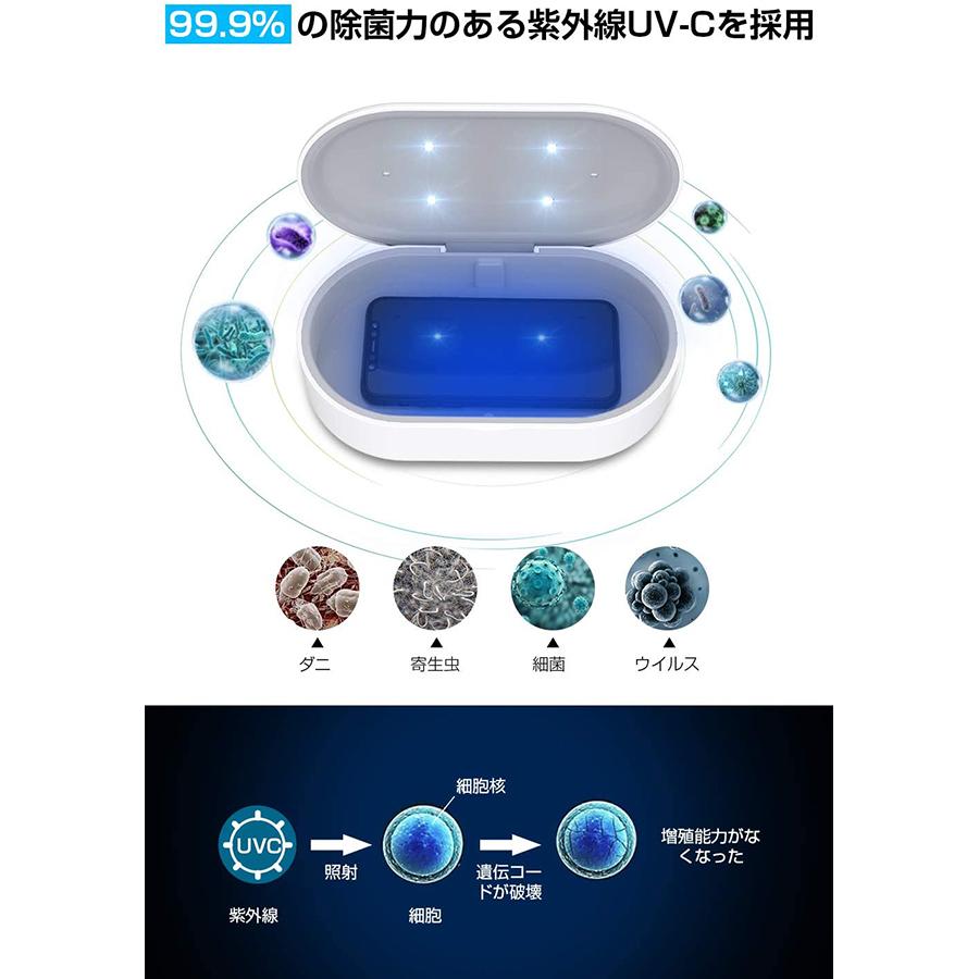 10秒即効 99%細菌消滅 紫外線除菌器 USB充電 除菌器 ワイヤレス充電対応&99%細菌消滅 UV 除菌 小物 マイス 除菌