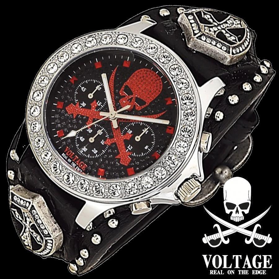 Voltage ヴォルテージ ボルテージ メンズ 腕時計 ドクロ クロノグラフ スワロフスキークリスタル ギラギラ ちょいワル 本革 赤 Vo 013vii 02b R Vo013s702br Gta Good Trade Agency 通販 Yahoo ショッピング
