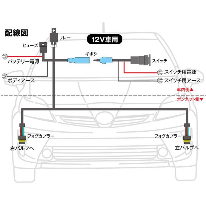 AZ製 ダイハツ タントカスタム LA600S/LA610S型 H25.10〜MC迄 後付フォグ配線 スイッチ付 カプラー形状 H8 H11 H16フォグランプ 後付け アズーリ｜auto-party｜03