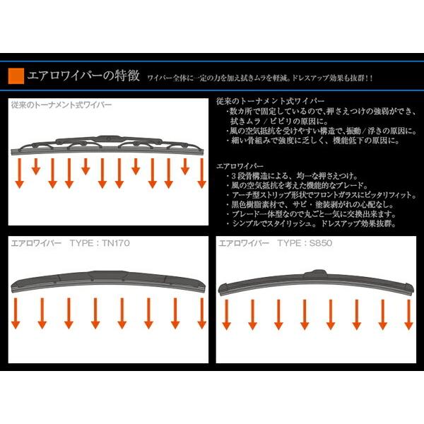 Az製光岡 ガリュー H11/12〜H16/9 HY/MY34  525mm×475mm エアロワイパーブレード 2本セット アズーリ｜auto-party｜02