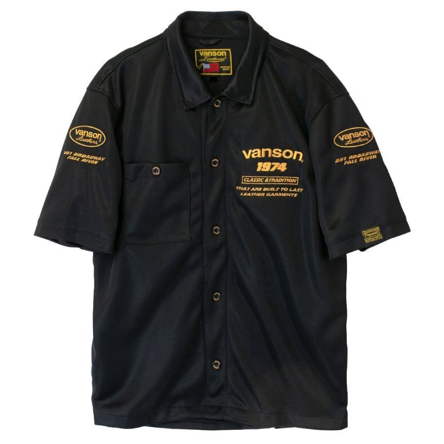 vanson (バンソン) メッシュワークシャツ TVS2505S ブラック/イエロー XLサイズ