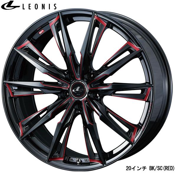 WEDS レオニスGX 17x6.5J+42 4H/100 BK/SC[RED]/ブラック/SCマシニング 