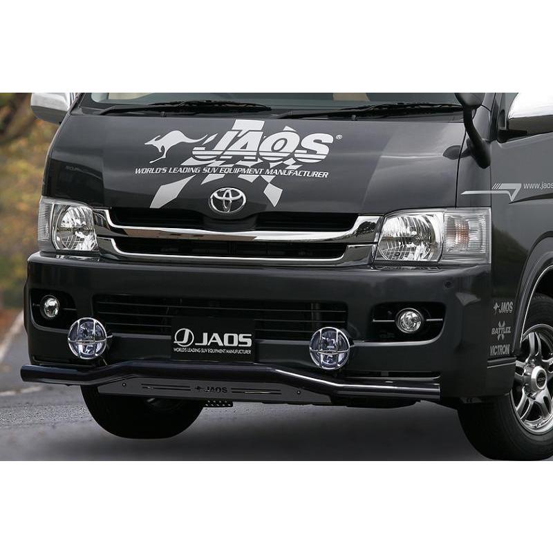 ハイエース　JAOS スキッドバー　フロント　ワイドボディ用　ブラック JAOS ジャオス フロントスキッドバー ブラック／ブラック