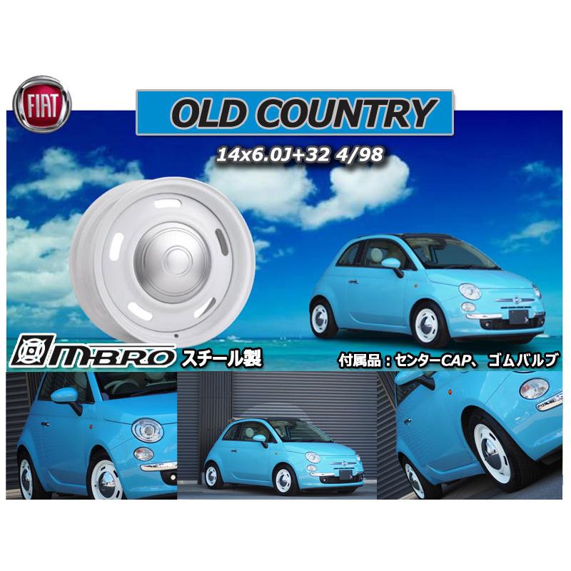 オールドカントリー 14x6.0J +32 4H/98 ホワイト スチールホイール フィアット FIAT 500(2007-) 312用 4本 送料無料/沖縄・離島別途｜autoaddictionjapan｜03