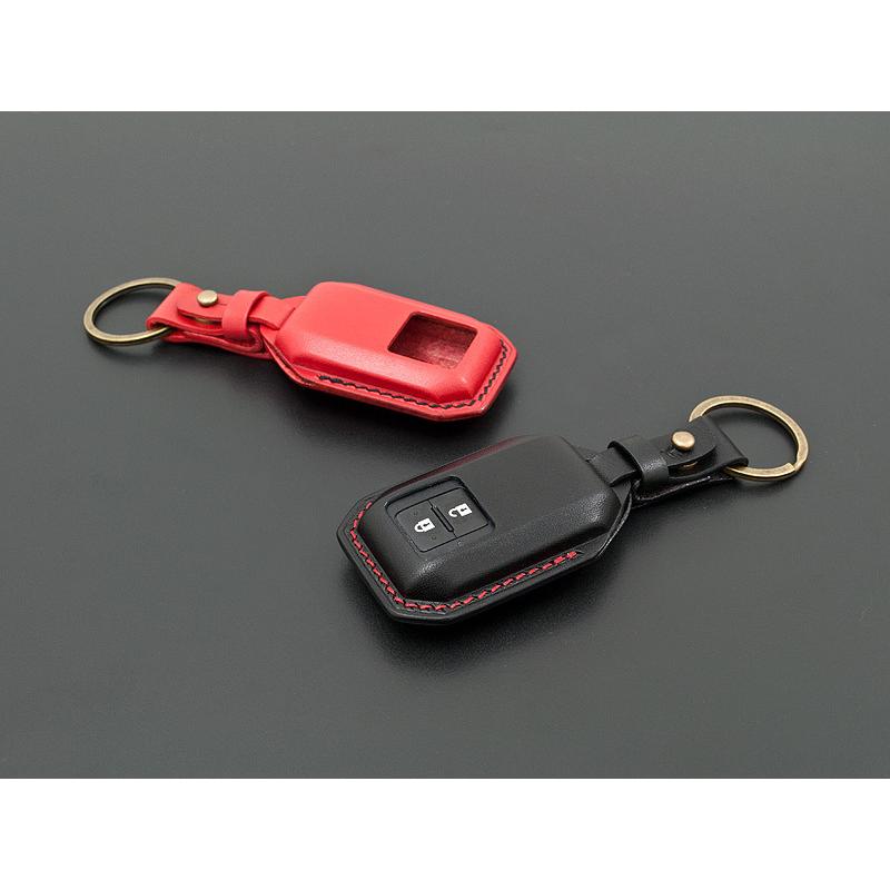 本革スマートキーケース スイフトスポーツ ZC33S用 ブラック×レッド