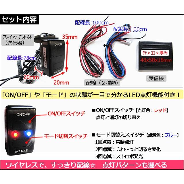 互換品】ワイヤレス / LED ON/OFFスイッチ 日産車用 (LED色：レッド