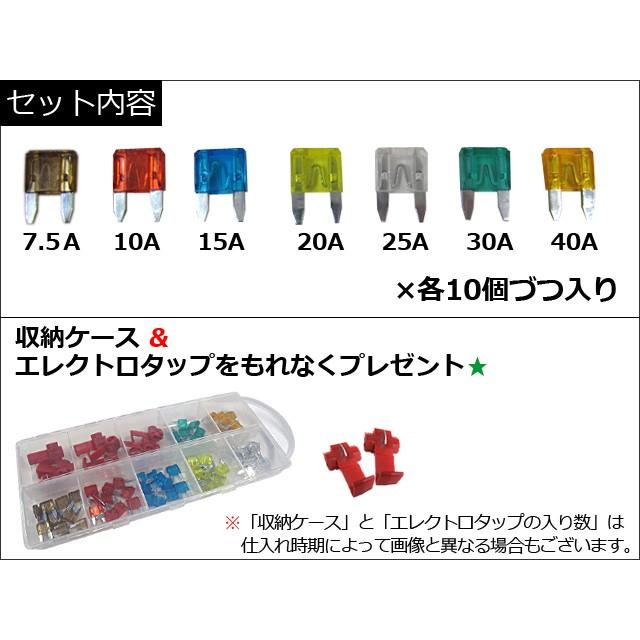 互換品】ミニヒューズ(7種類×各10個/合計70個収納ケース エレクトロ 