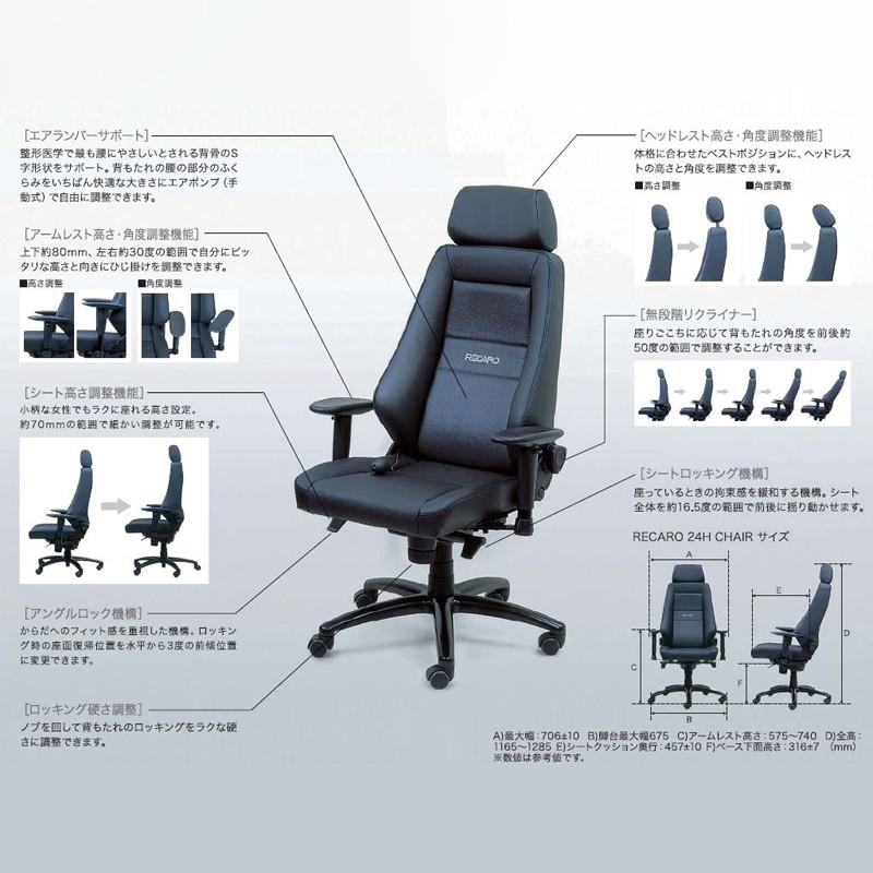 RECAROレカロシート24HCHAIRオフィスチェアレザーベージュ7210891-819｜高級革書斎インテリア椅子イス腰痛パソコンデスクワークリクライニング_1