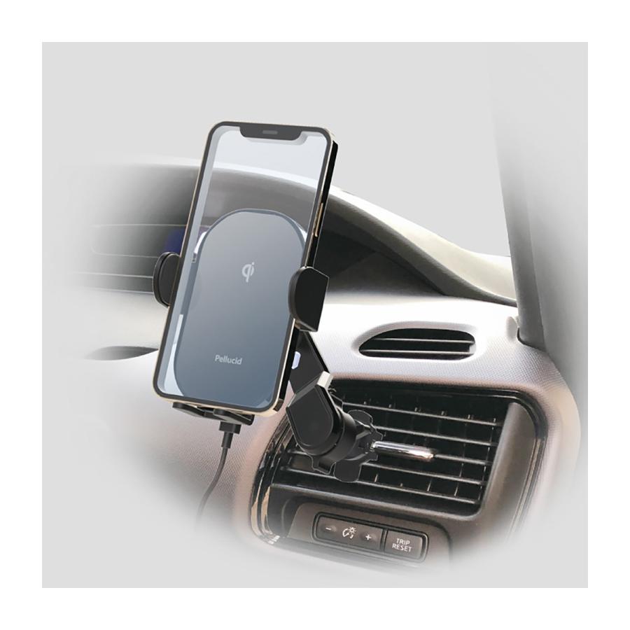 ペルシード Pellucid ワイヤレス充電 自動開閉スマホホルダー エアコン