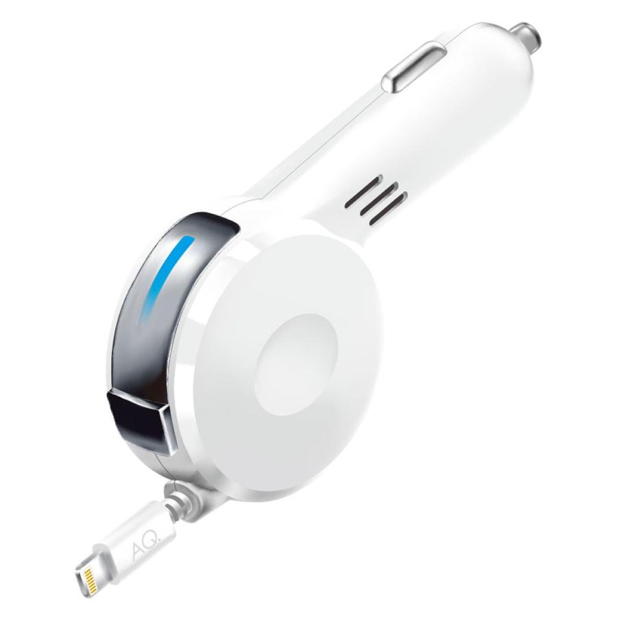 オートバックス AQ 2.4Aライトニングリール充電器 C04 ホワイト オートバックス AQ 2.4Aライトニングリール充電器 C04 ホワイト