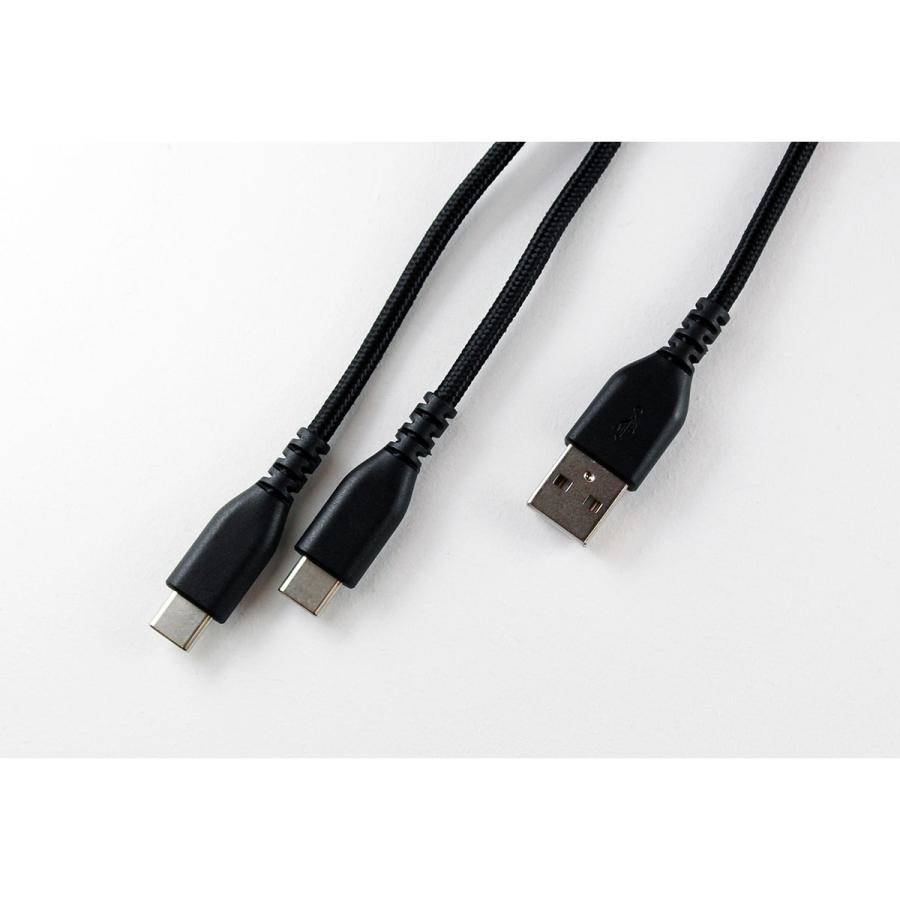 AQ. 2台充電二股ケーブル メッシュタイプ 1m AーCC 2.4A UC12