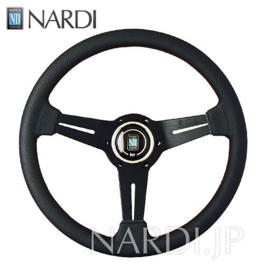美品 NARDI ステアリング レッドステッチ 黒レザー ディープ 33Φ NARDI タイプA ブラックパンチングレザー＆ブラックスポーク レッド